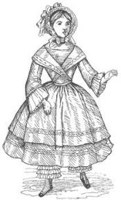 Click to enlarge image 1854 Dress with Crossed Collar that fits American Girl Dolls - Pattern 54